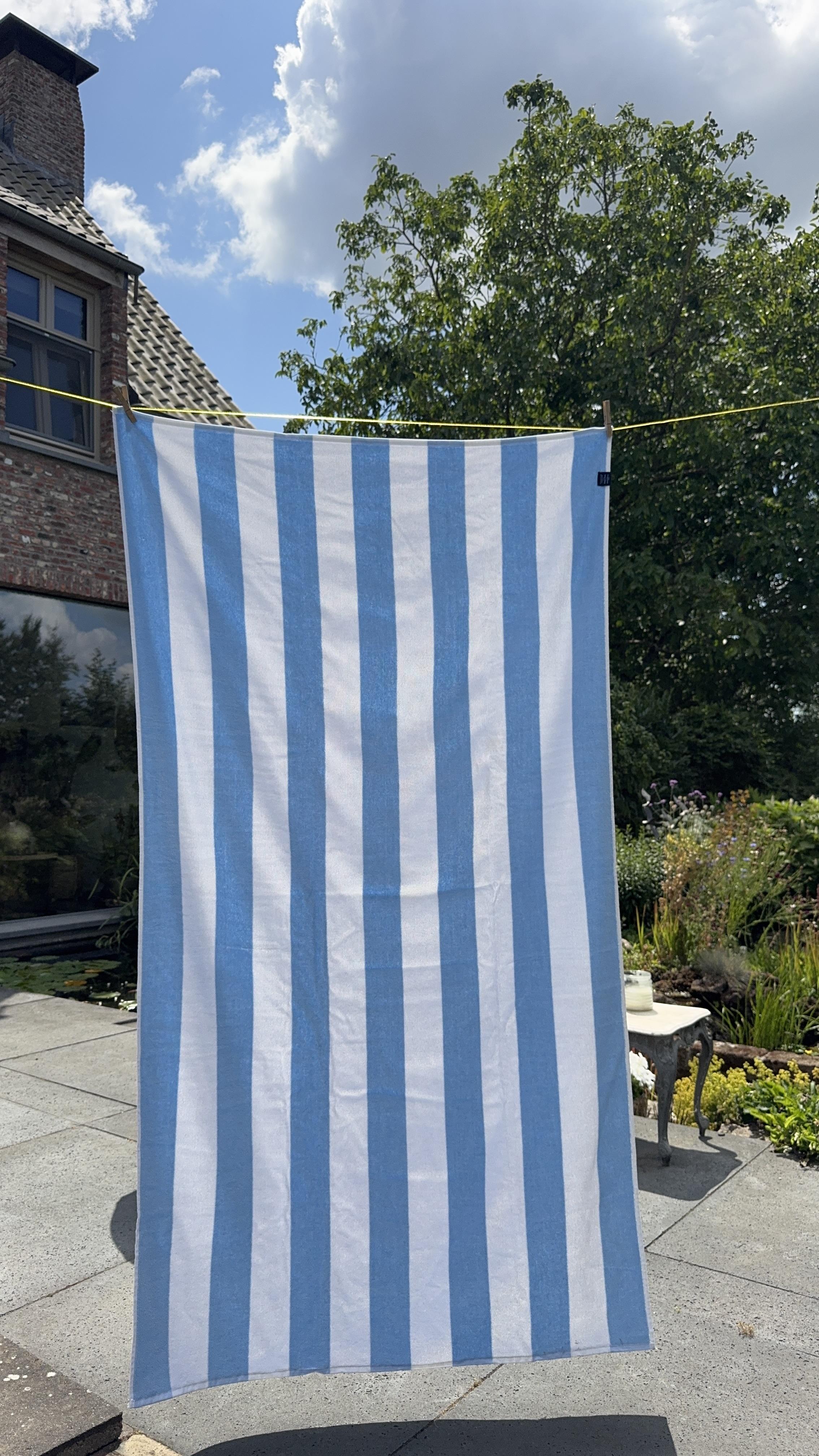 Blauw/Wit - Luxe badlaken van 100% katoen uit Portugal - 100×180 cm